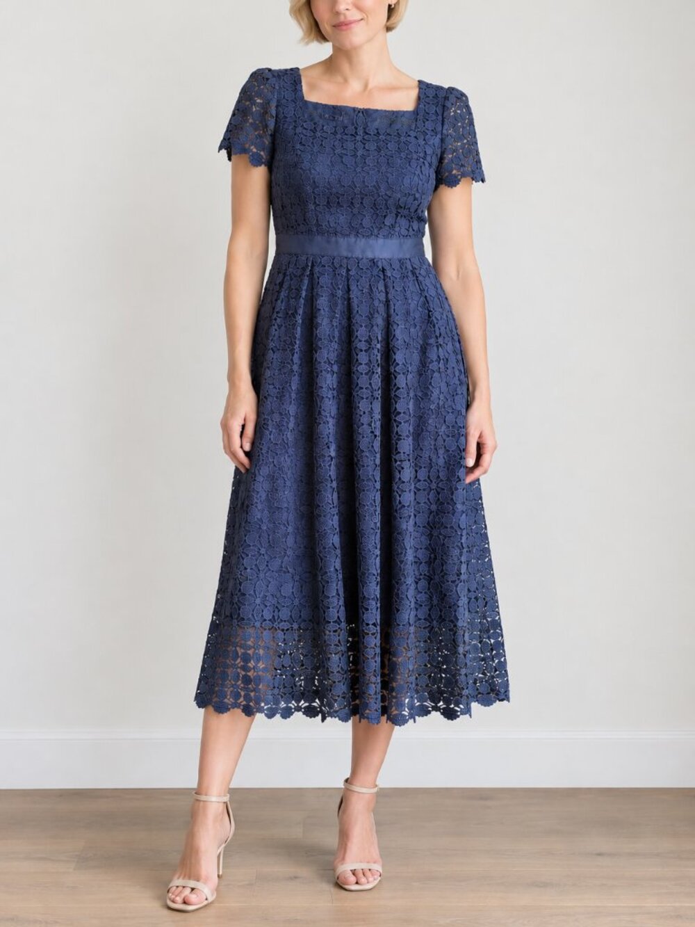 Talbots dress 2P navy lace midi